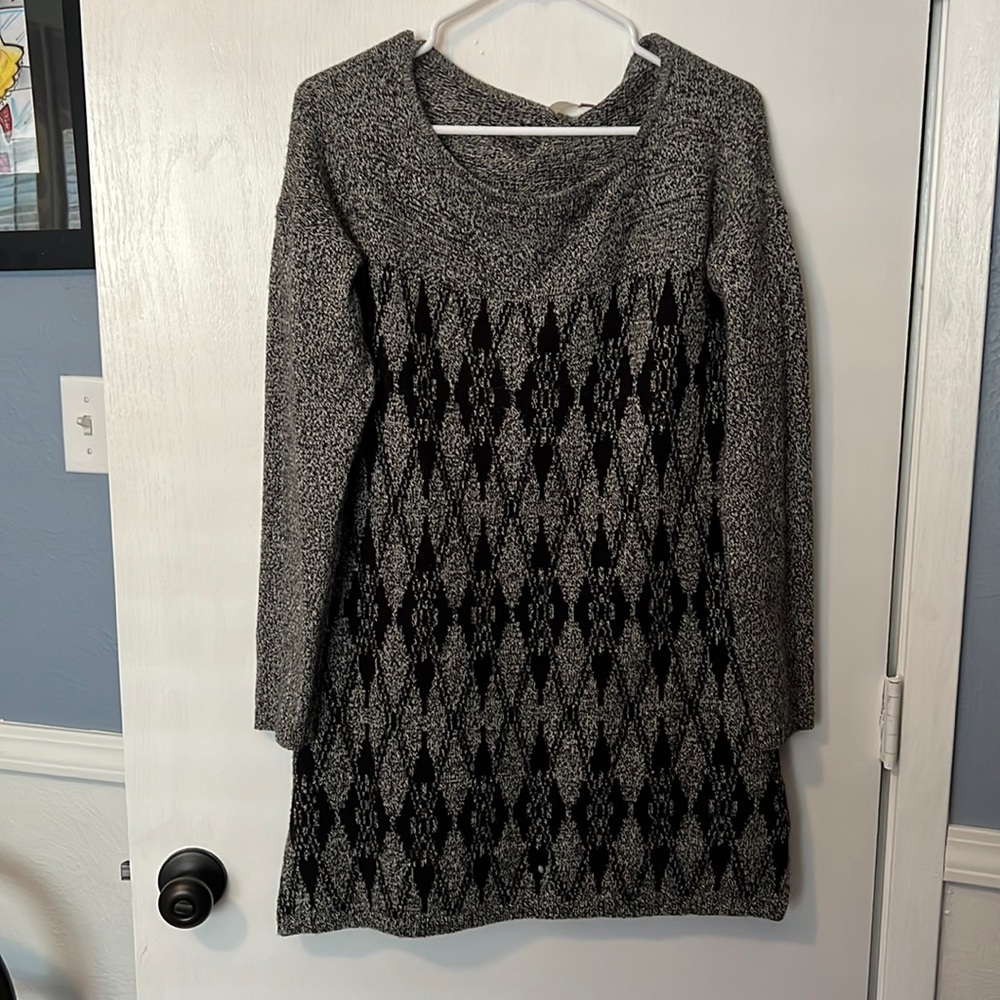 Black and gray sweater dress